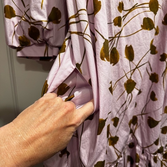 A New Day Pink Purple Floral Puff Sleeve Ruffle Midi Dress Tiered Spring Easter - Picture 8 of 11